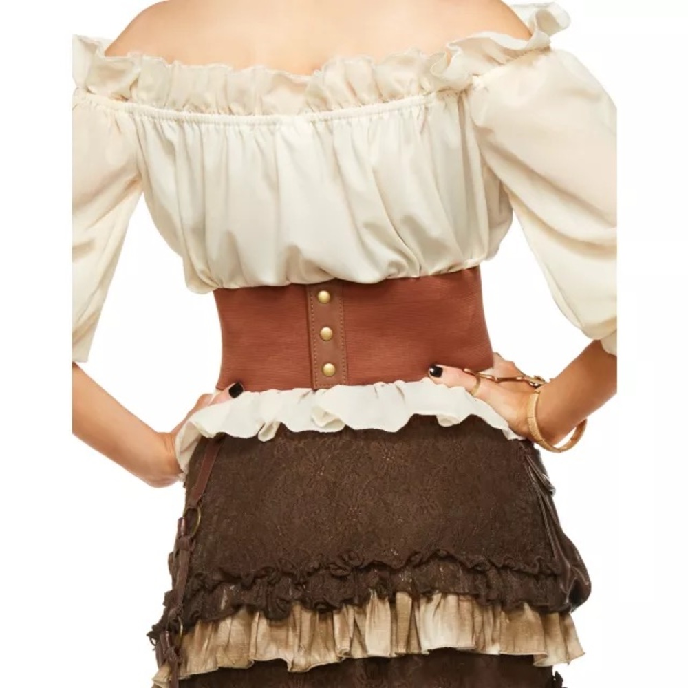 Steampunk Brown Corset Waist Cincher - Picture 3 of 8